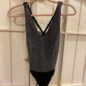 silver sparkly bodysuit
